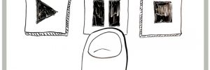 Whiteboard cartoon of a finger pressing a pause button
