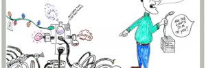 Whiteboard cartoon of a person wondering if the outlet with 100 things plugged into it is going to be an issue.